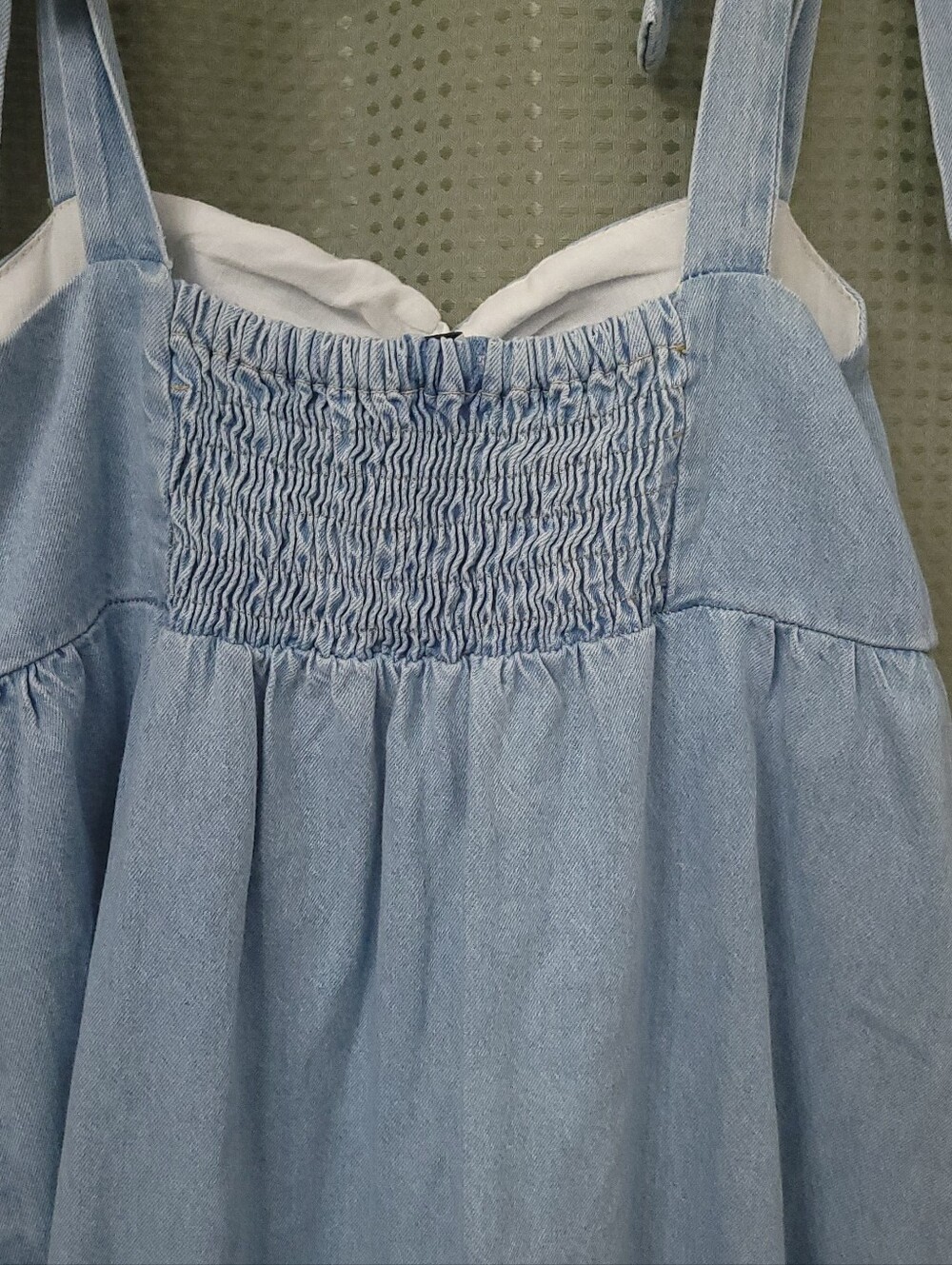 Stradivarius Chambray Tie Strap Midi Dress | Size Medium - Picture 4 of 5